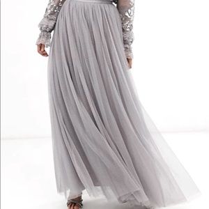 New w/ Tags: Needle & Thread Gray Skirt Maxi Tulle